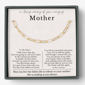 Memorial gift for loss of mother | Chain necklace | Sympathy gift loss of mother | Mom memorial gift | Memory gifts for loss of loved one