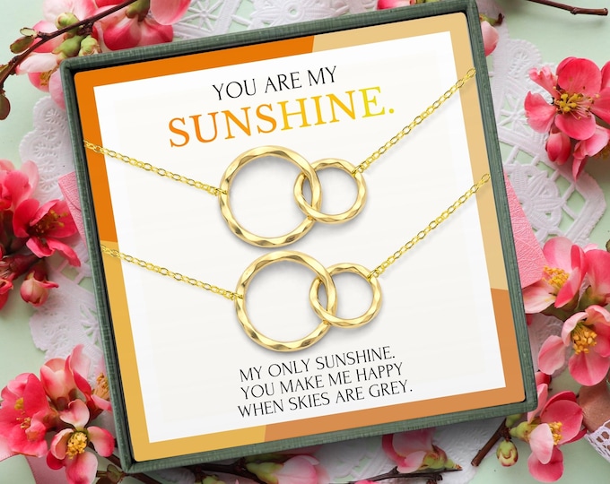 You Are My Sunshine Matching Necklace for Mom & Daughter, Mommy and Me Gift Necklace, Mom Daughter Jewelry, Gift for Daughter