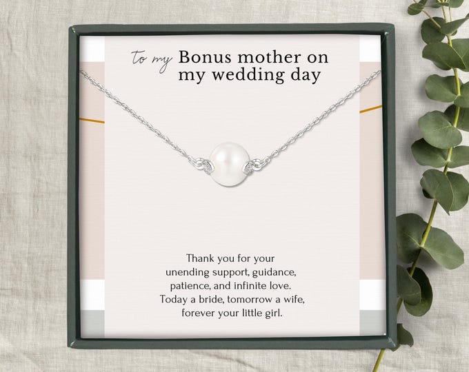 Bonus mom wedding gift from bride, Gift for Stepmom on wedding day, Stepmother gift Bridal shower, Sterling silver jewelry