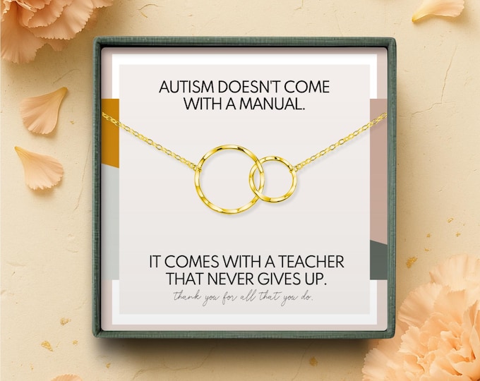 Autism teacher gift | Autism awareness necklace gift | Thank you gift for autism teacher | Appreciation gifts | Teacher jewelry gift