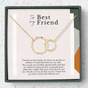 Message cadeau collier meilleur ami, bijoux cadeau meilleur ami longue distance, citations, amitié, collier cercle entrelacé