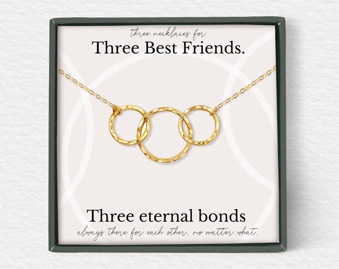 3 ring best friends necklace, 3 Best Friends necklace set, 3 Rings friendship necklace, Best Friends jewelry, Best Friends necklace Gift