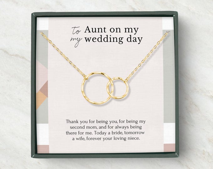 Aunt Wedding Gift necklace from bride, Aunt of the bride, Thank You Aunt, second mom, Bridal Shower, Circles necklace  Silver
