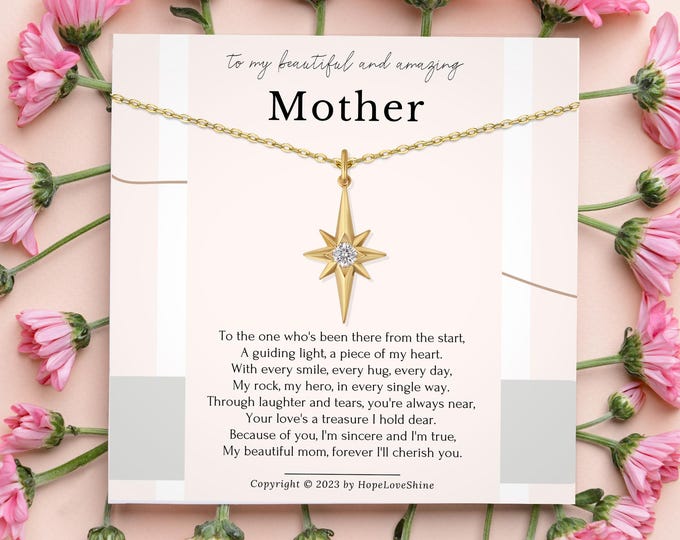 Mothers's day necklace gift • Mom Birthday gift • Mother's day necklace • Mum gift ideas • Thank you Mom gift necklace sterling silver star