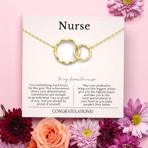 Regalo de graduación para enfermera, Regalo de graduación para enfermera, Collar de enfermera, Círculos entrelazados de plata esterlina