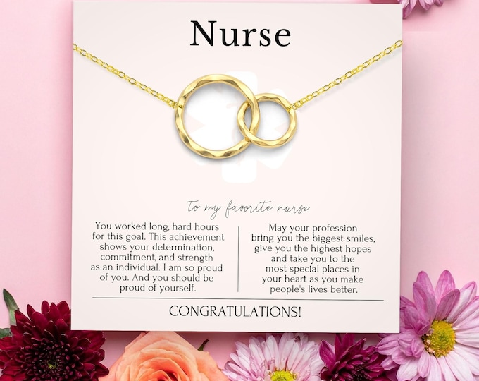 Nurse Graduation Gift, Graduation gift for nurse, Nurse Grad Gift, Nurse necklace, interlocking Circles Sterling Silver