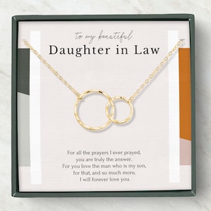 Daughter-In-Law Gift Necklace, Bride Wedding gift from Mother-In Law, Gift for Bride from MIL, Double circle necklace, Silver