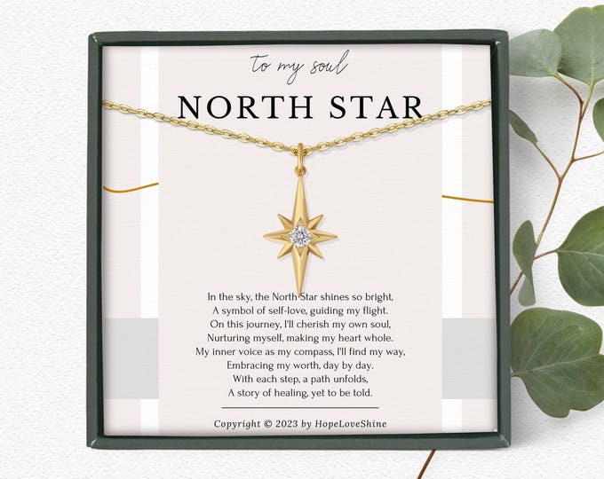 North Star Necklace Gold and Silver | Bff Jewelry | Self Love Necklace | Best friend necklace | Self care gift | You are enough gift