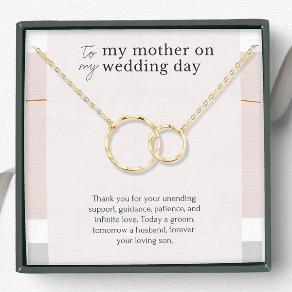 Gift for mom from son on wedding day • Mother of the groom gift from groom • Necklace for mom from son wedding • Sterling silver circle