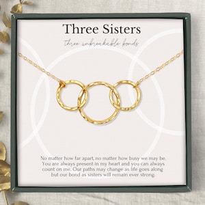 Sisters necklace for 3 | Sister birthday gift from sister | 3 ring necklace | Big sister little sister necklace | 3 sister jewelry necklace