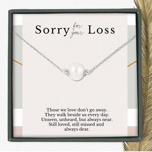 Memorial Necklace Sterling Silver Pearl – Sympathy Gift for Her, Sorry for Your Loss Jewelry, Remembrance Necklace for Loss of Loved One