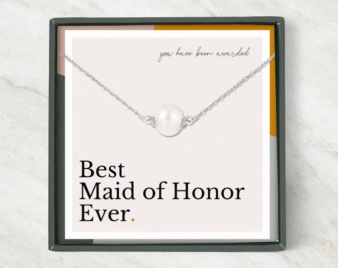 Maid of honor necklace | Pearl necklace gift | Maid of honor gift from bride | Bridal party gift | Gifts for maid of honor
