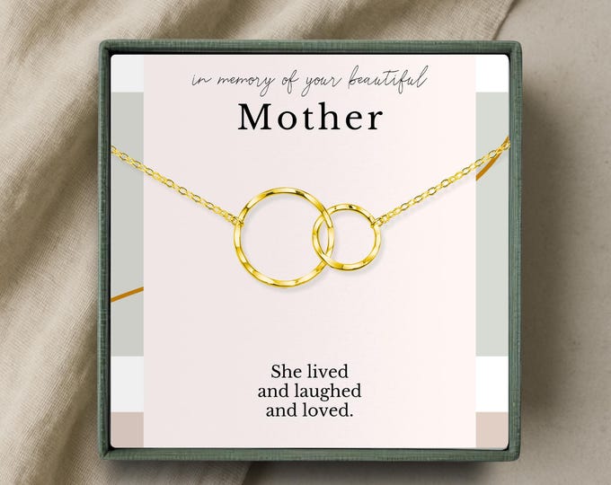 Loss of Mother gift necklace, Sympathy gift loss of Mother, Mother remembrance, Eternity Circles necklace  or Sterling Silver
