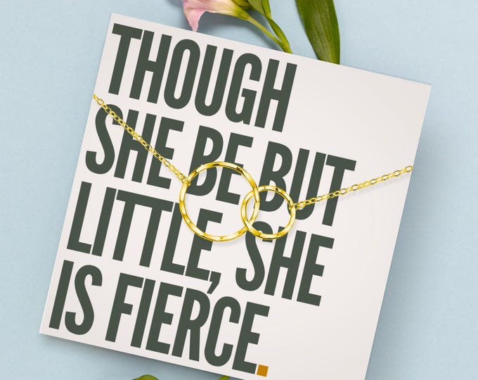 Though She Be But Little She is Fierce necklace, Warrior necklace, Fighter gifts, Encouragement necklace gifts, Birthday Graduation Gifts