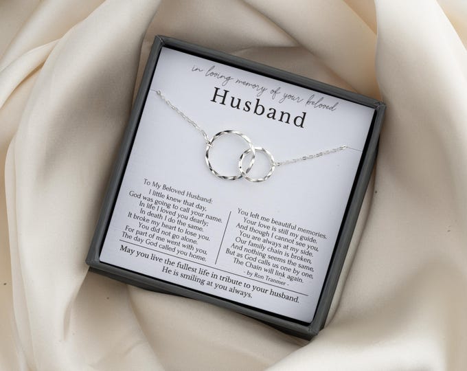 Loss of Husband Gift, Sympathy gift loss of Husband, Husband Remembrance necklace, Broken Chain poem  or Sterling Silver
