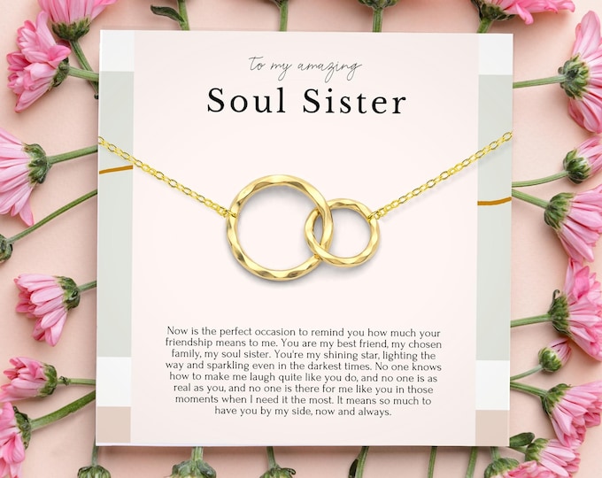 Soul sister circle necklace gift, Friendship necklace, Best friend gift, BFF dainty infinity necklace gift, Sterling Silver