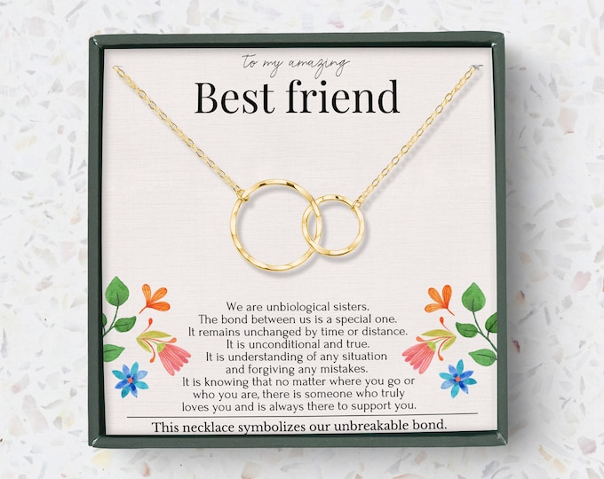 Unbiological Sister Gift • Best Friend Necklace • Big Little Sorority • Soul Sister • Bridesmaid Gift • 14kt Gold Filled •  Sterling Silver