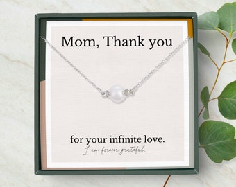 Mom gift from Daughter, Mother's day Gift, Mom wedding gift, mother of the bride gift from daughter, Dainty pearl necklace, sterling silver