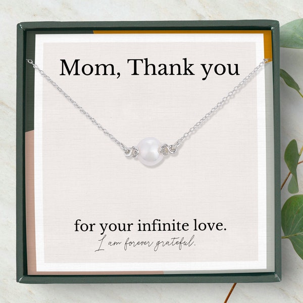 Mom gift from Daughter, Mother's day Gift, Mom wedding gift, mother of the bride gift from daughter, Dainty pearl necklace, sterling silver