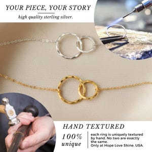 3 Sisters Necklace Set, 3 Textured Rings (Big, Middle & Little Sister) Sterling Silver Gold image 7