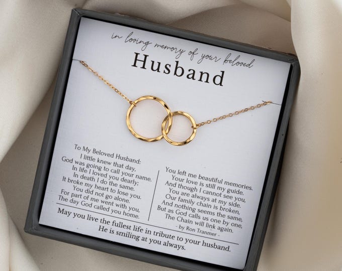 Loss of Husband Gift, Sympathy gift loss of Husband, Husband Remembrance necklace, Broken Chain poem  or Sterling Silver