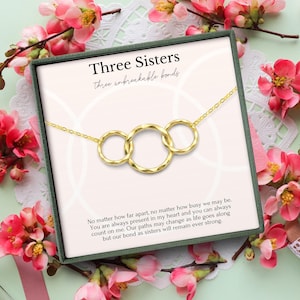 Sisters necklace for 3 | Sister birthday gift from sister | 3 ring necklace | Big sister little sister necklace | 3 sister jewelry necklace