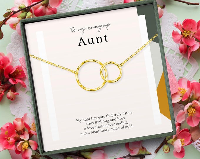 Aunt Necklace Gift from Niece,  Thank You Aunt, Interlocking Circles necklace Sterling Silver