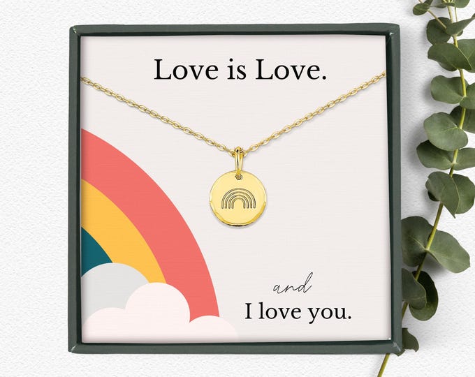LGBT Couple Necklace | Lesbian Initial Necklace Gold and Silver | Girlfriend Gifts for Her | Pride Jewelry for Her or Him