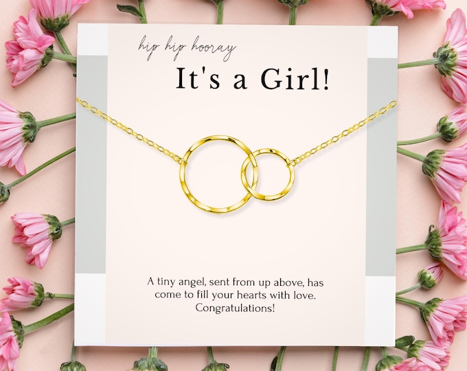 It's a Girl Necklace gift for mom, Baby Girl shower gift, New Mom Gift, Gift for New Baby, Newborn Gift, Sterling Silver