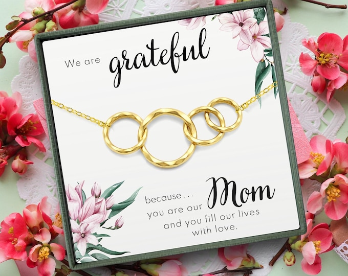 Mom Necklace Gift from 3 Children | Jewelry gifts for Mother from 3 Kids | Birthday Present from Three Sons or Daughters | Mothers day gift