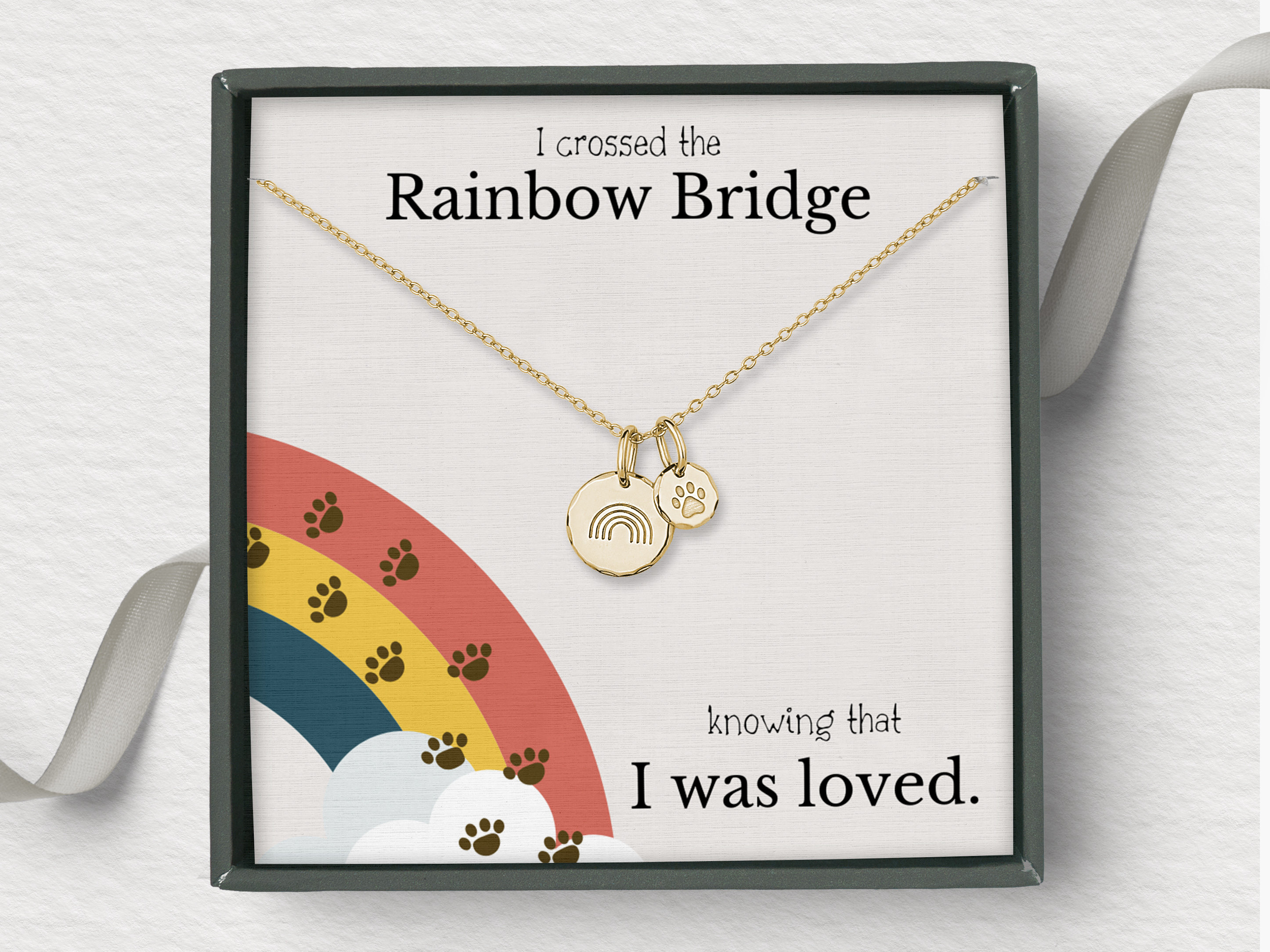 thumbnail image 2 of I Crossed The Rainbow Bridge Dog Memorial Gifts - Message Necklace – Memorial Gifts 4u 2 of 11