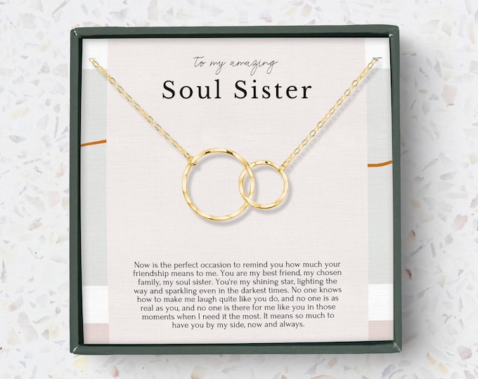 Soul sister circle necklace gift, Friendship necklace, Best friend gift, BFF dainty infinity necklace gift, Sterling Silver
