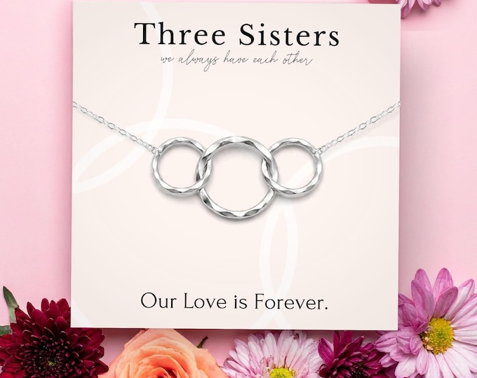 3 Sister Necklaces Gift | Sister Birthday | Big Middle Little Sister Gift | Matching Jewelry for Three Sisters | Forever Sisters