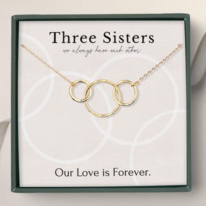 Collier soeur 3 anneaux, collier soeur pour 3, collier grande soeur moyenne soeur petite soeur, cadeaux trois soeurs, anniversaire soeur
