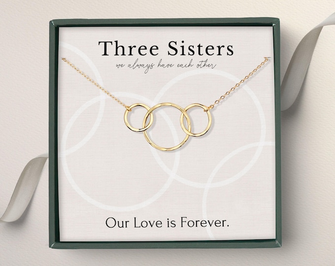 3 Ring sister necklace, Sister necklace set for 3,  Big Sister Middle Sister Little Sister necklace, Three Sisters gifts, Sister birthday
