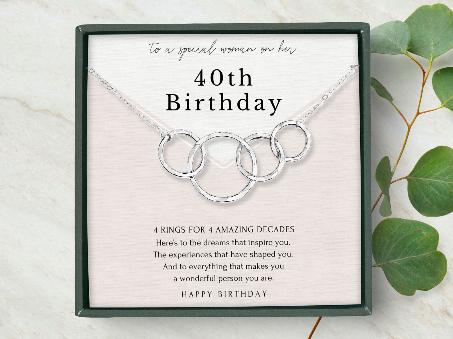 40th Birthday Necklace Gift 4 Rings for 4 Decades 40th - Etsy