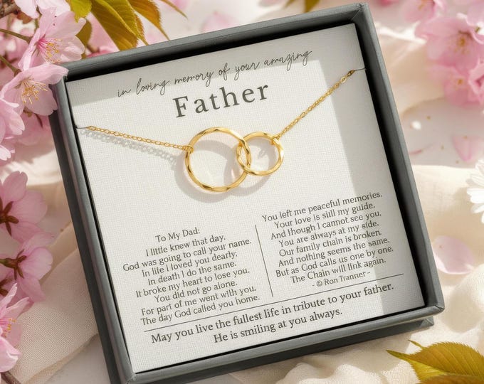 Loss of Father gift necklace, Sympathy gift loss of father, Broken Chain poem  or Sterling Silver