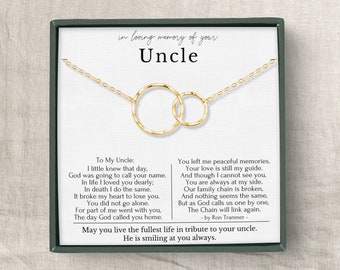 Perte du cadeau d'un oncle | Cadeau commémoratif d'oncle | Collier commémoratif pour oncle | Bijoux de deuil pour femme | cadeaux pour la perte d'un être cher