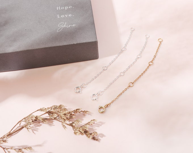 Necklace Extension chain 3 inch Sterling Silver Universal Fit any necklace Make your necklace longer chain 14K GOLD vermeil
