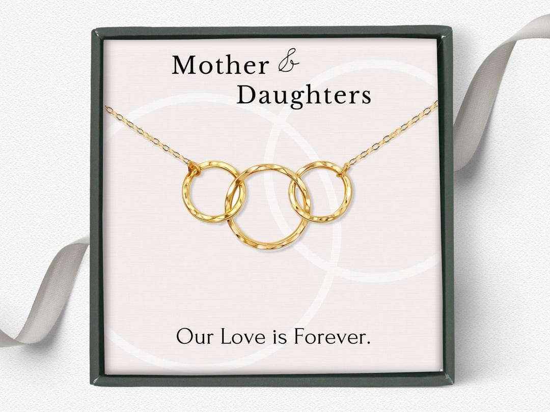 Mother Daughters Necklace Circles Linked Necklace Set