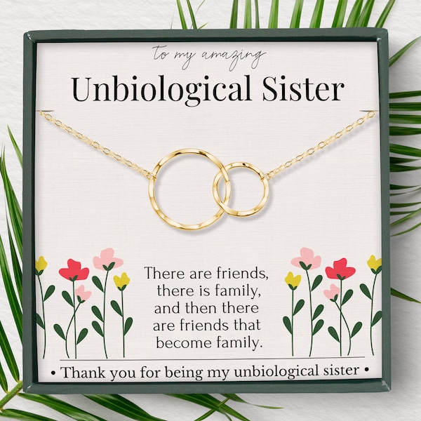 Unbiological Sister Necklace Gift | Friendship Necklaces Silver and Gold | Soul Sister Jewelry | Sentimental Gifts for Best Friend