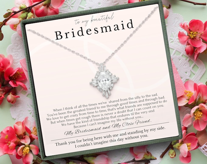 Bridesmaid gift Necklace Earring set • Antique style vintage inspired bridal necklace earring • Crystal clustered round diamond necklace