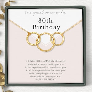 30th Birthday Gift for Her | 3 Ring Sterling Silver Necklace | birthday milestone