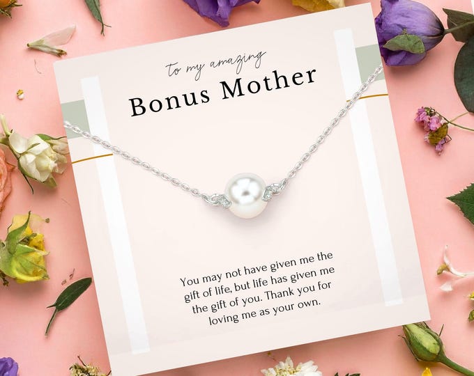 Bonus mom Necklace Gift Wedding Gift, Bonus Mum necklace, Step Mom Wedding Gift from Bride
