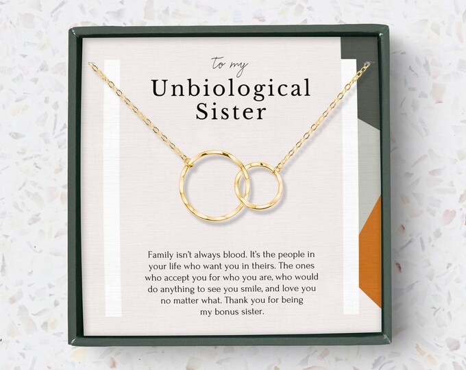 Unbiological Sister necklace, Best Friend Necklace, Big Little Sorority, Soul Sister, Bridesmaid Gift, Sterling Silver jewelry