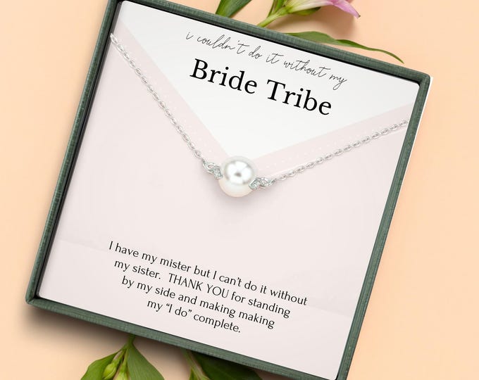 Bridesmaid Proposal Necklace | Maid of Honor Gift | Bride Tribe Jewelry Box | Wedding Day Thank You Gift | Pearl Crystal Necklace