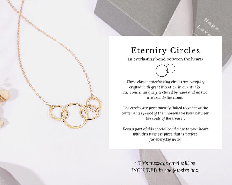 40th Birthday gifts for women | minimalist 4 ring Sterling Silver Necklace | 14K gold vermeil | gift wrapped birthday milestone image 4