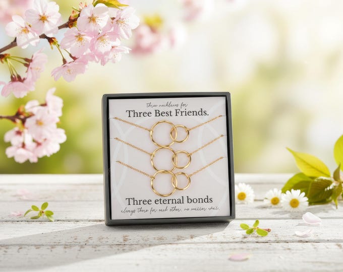 Friendship Necklace Set of 3 | Three best friends jewelry | 3 Besties gift | Best friend birthday gift | BFF necklace for 3
