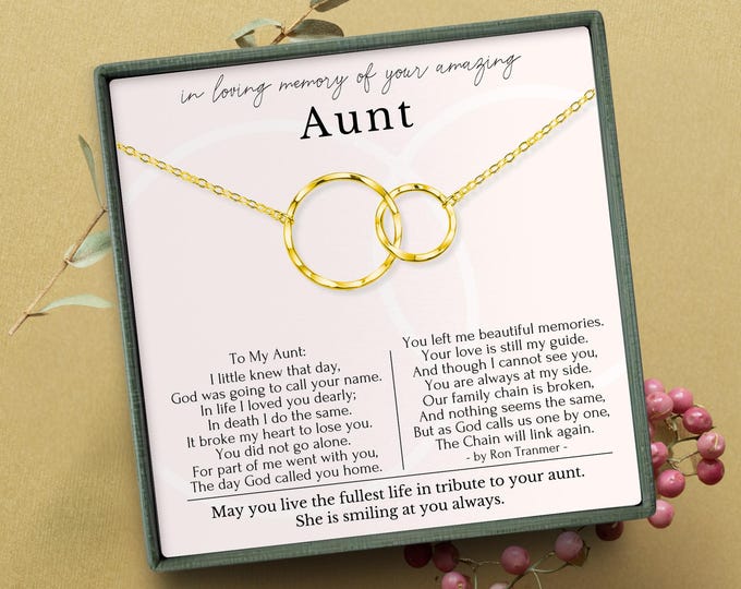 Loss of aunt memorial gift | Aunt Memorial Necklace | Sympathy gift loss of aunt | Aunt remembrance jewelry | Condolence gift for her