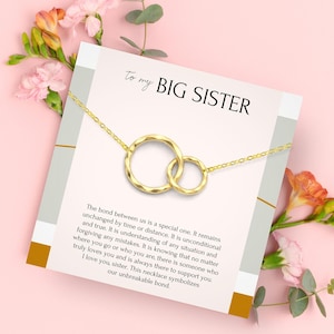 Big sister Necklace jewelry gift • Sister birthday necklace gift • To my big sister from sister necklace • Interlocking Circles necklace